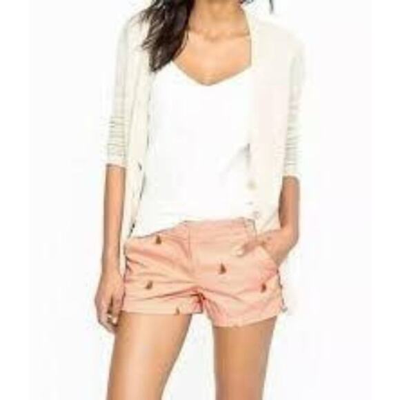 2/$30 J. Crew Broken-In Chino Sailboat Shorts Peach Embroidered Size 2 - Picture 1 of 9